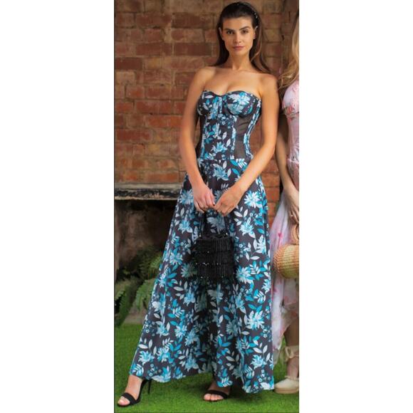 Corset Story Mesh Panel Maxi Dress •26• Floral Waist Trainer Reducer $621 NWT - Picture 3 of 16